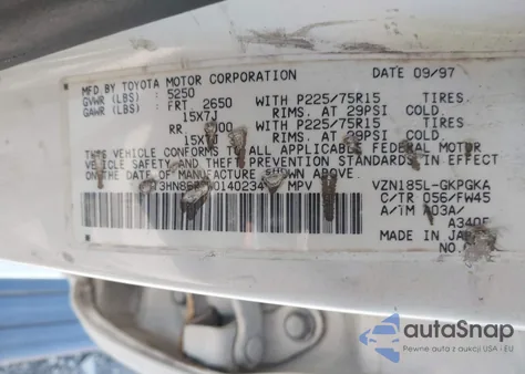 1998 Toyota 4Runner Sr5 V6 from USA, damaged, VIN JT3HN86R2W0140234